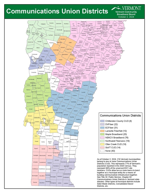 Vermont Communication Union Districts Map 