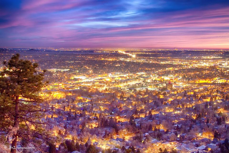 Hillside view of downtown Boulder