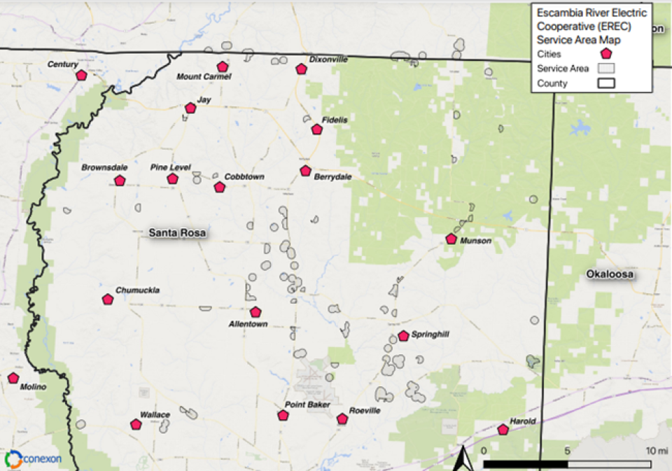 Escambia River Elec Coop Fiber Service Territory