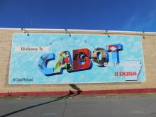 Cabot AR postcard art on wall